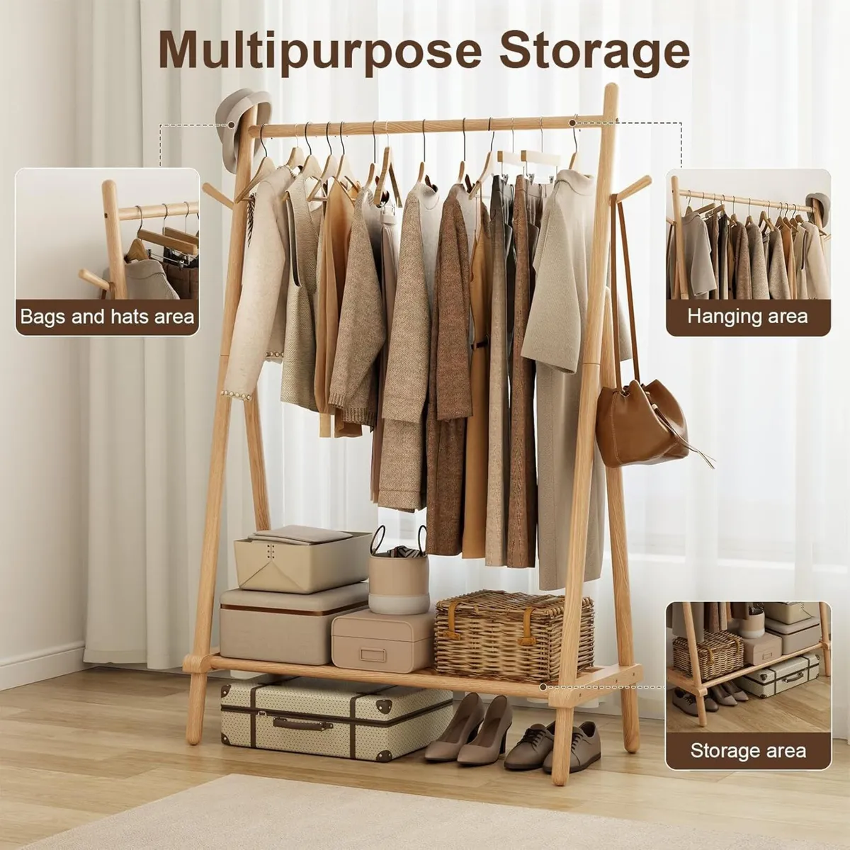 Clothes Rail Rack with Shelf and Hook Sturdy - Image 3