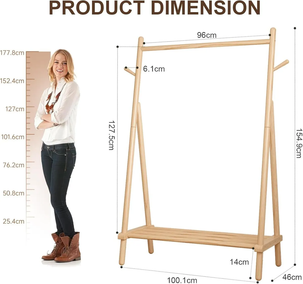 Clothes Rail Rack with Shelf and Hook Sturdy - Image 2