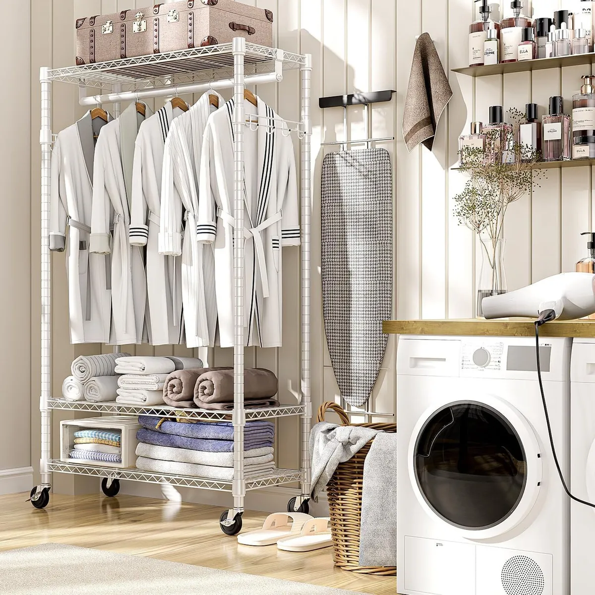 Heavy Duty Rolling Garment Rack 3 Tiers Adjustable - Image 2