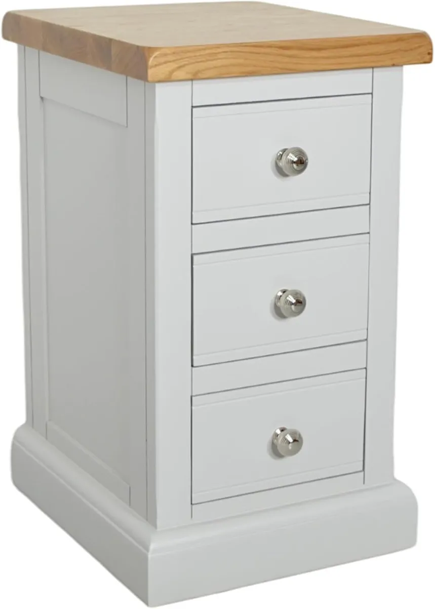 urniture Painted Grey Bedside Table 3 Drawers - Image 3
