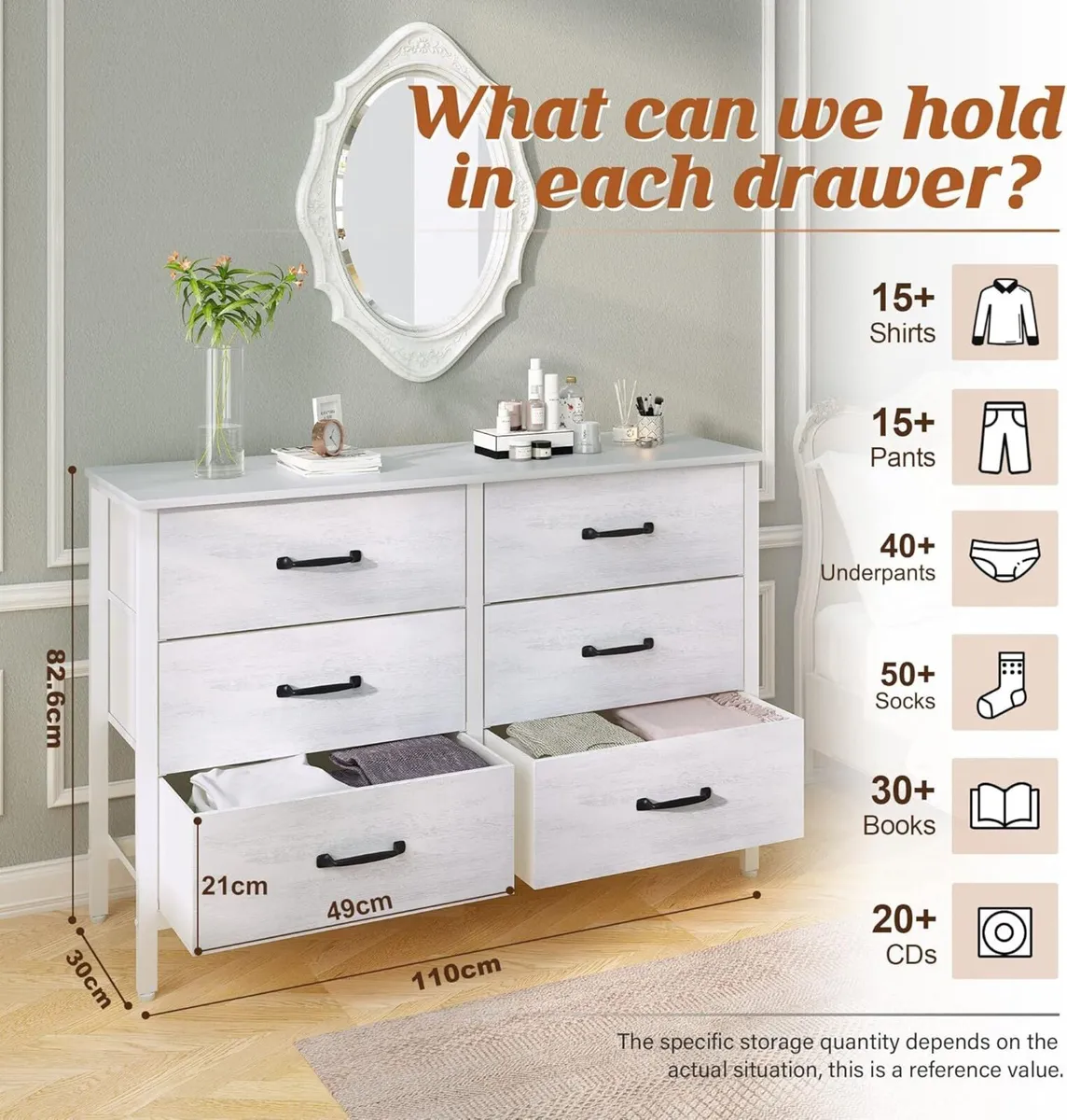 Chest of Drawers Bedroom TV Stand Cabinet with - Image 3