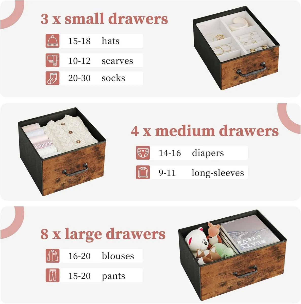 Chest of Drawers Dresser for Bedroom with 15 - Image 4