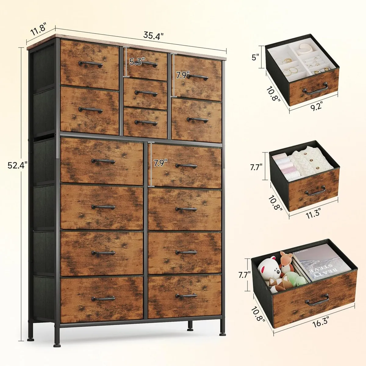 Chest of Drawers Dresser for Bedroom with 15 - Image 2