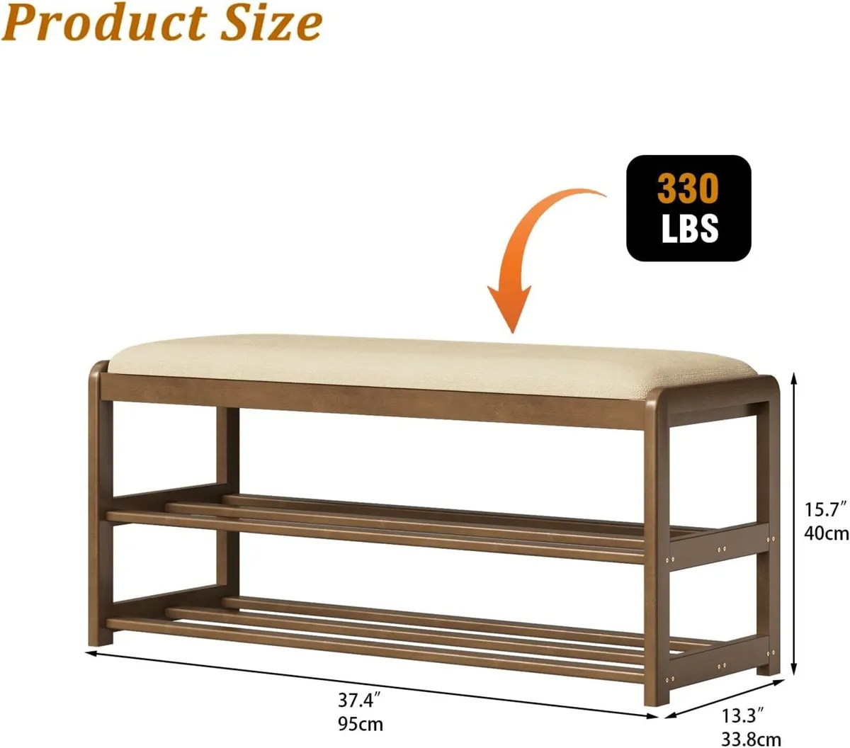 2-Tier Bamboo Shoe Bench with Cushion Hidden - Image 3