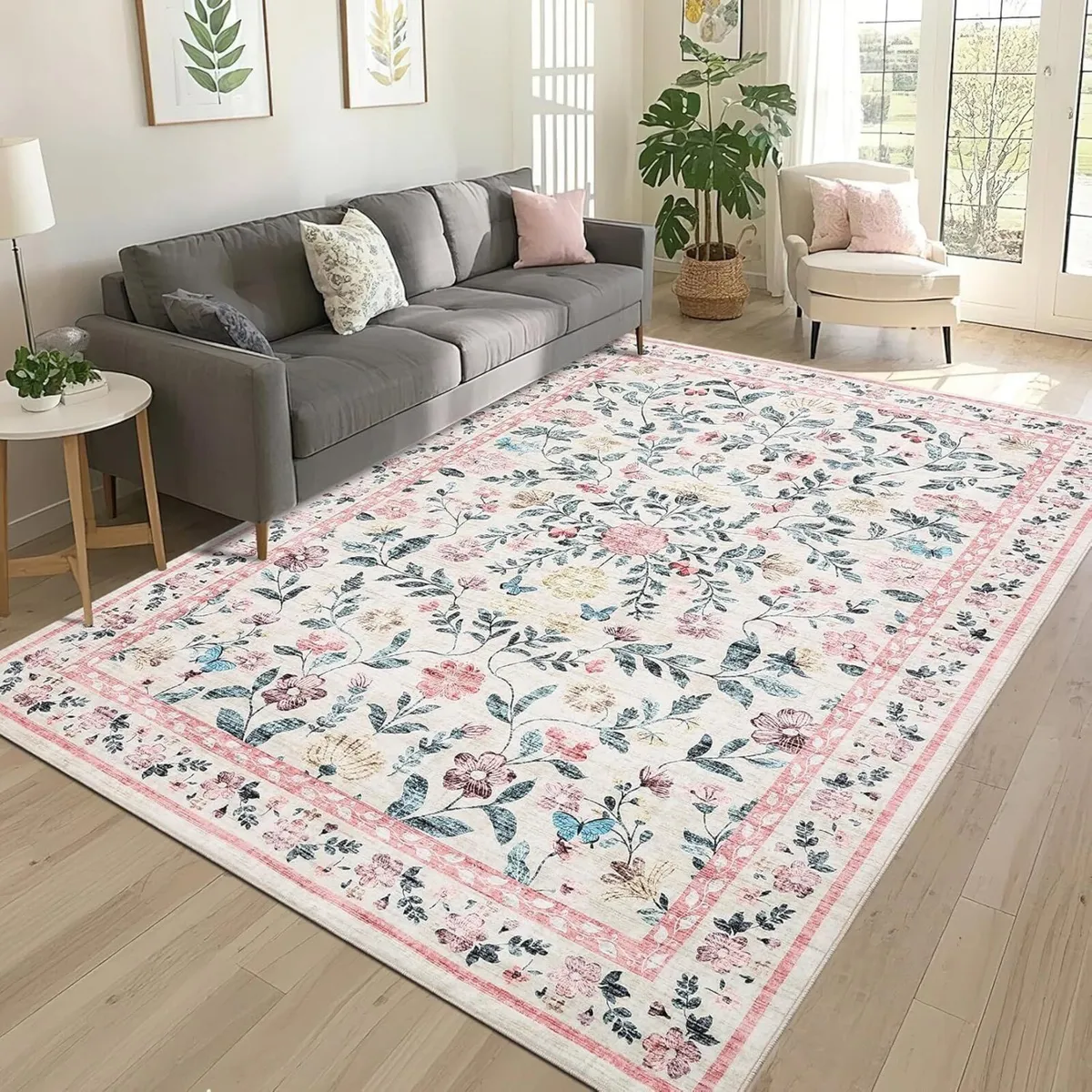 160x230 cm Soft Large Floral Rug Washable - Image 3