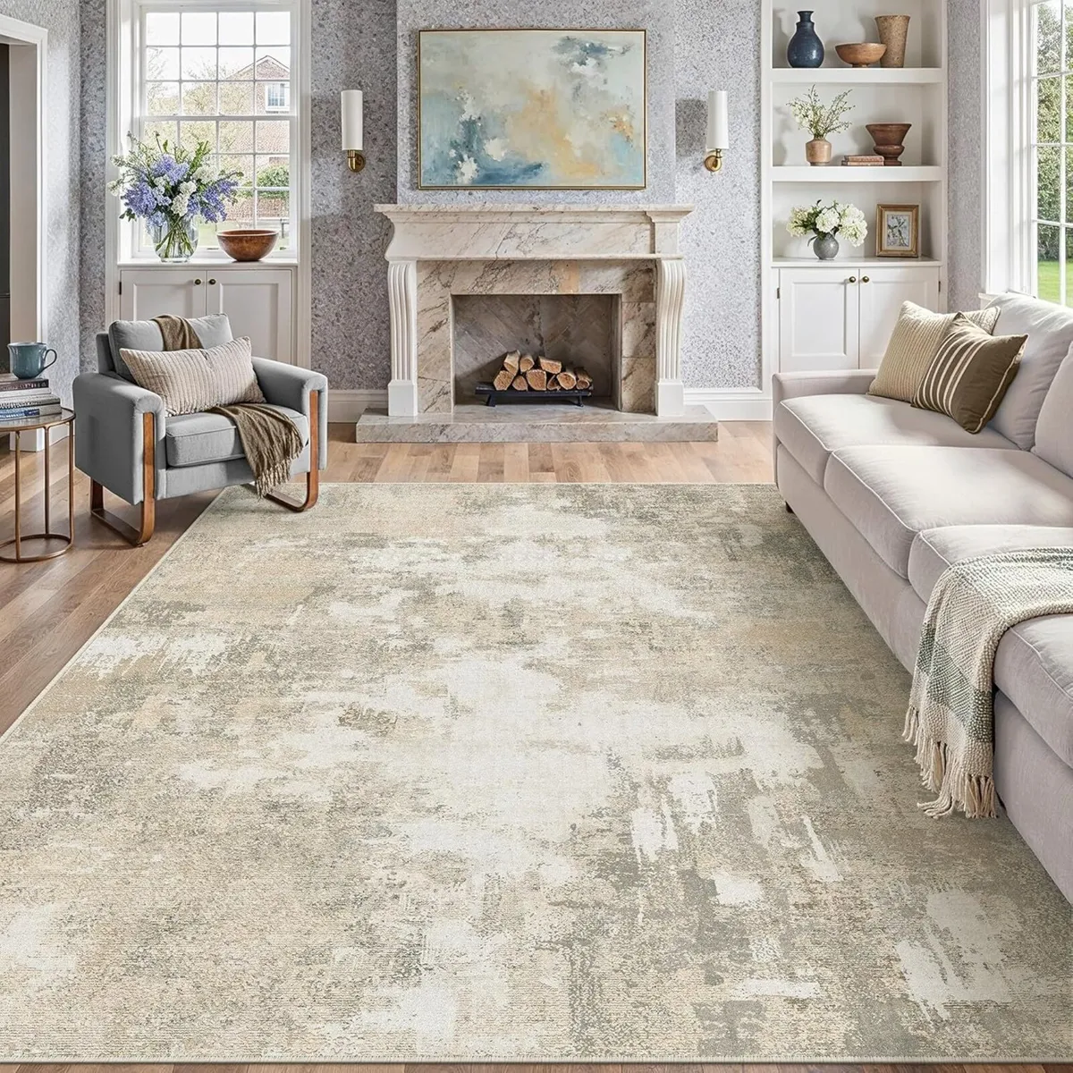 Modern Abstract Area Rug Living Room Extra Large - Image 1