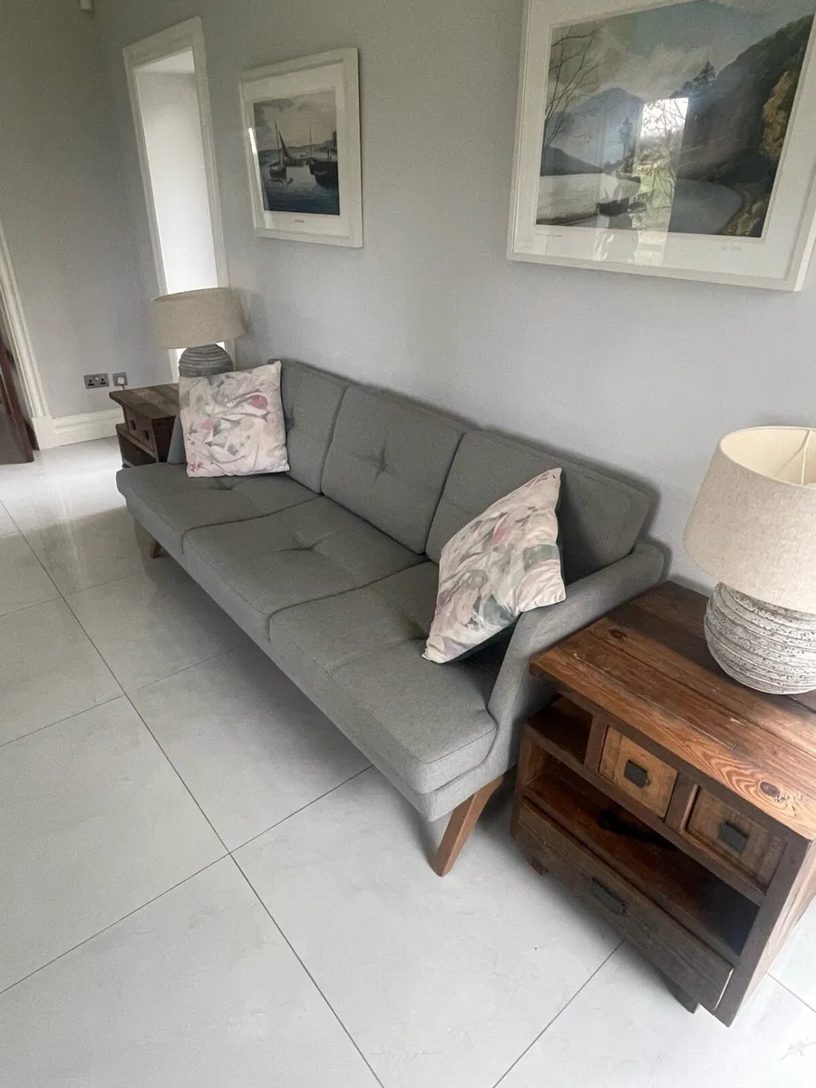 Modern 3-seater fabric sofa - Image 2