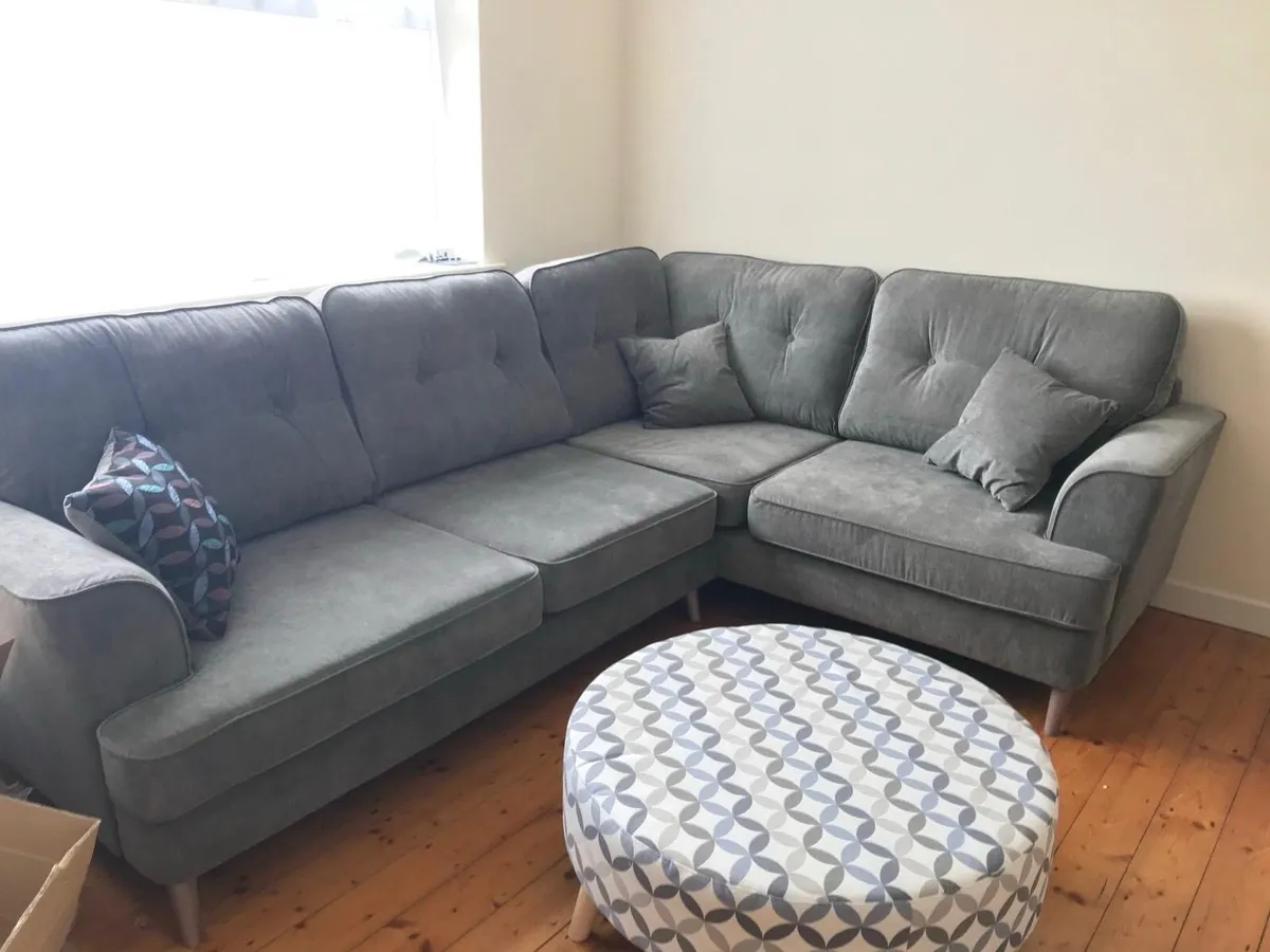 L Shaped Couch with large footstool