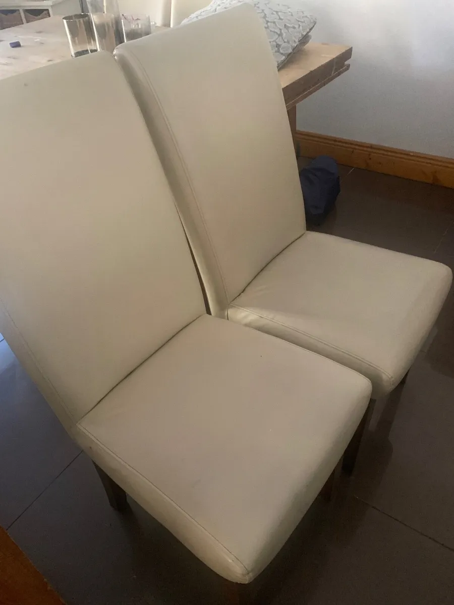 6 cream leather dining chairs - Image 3