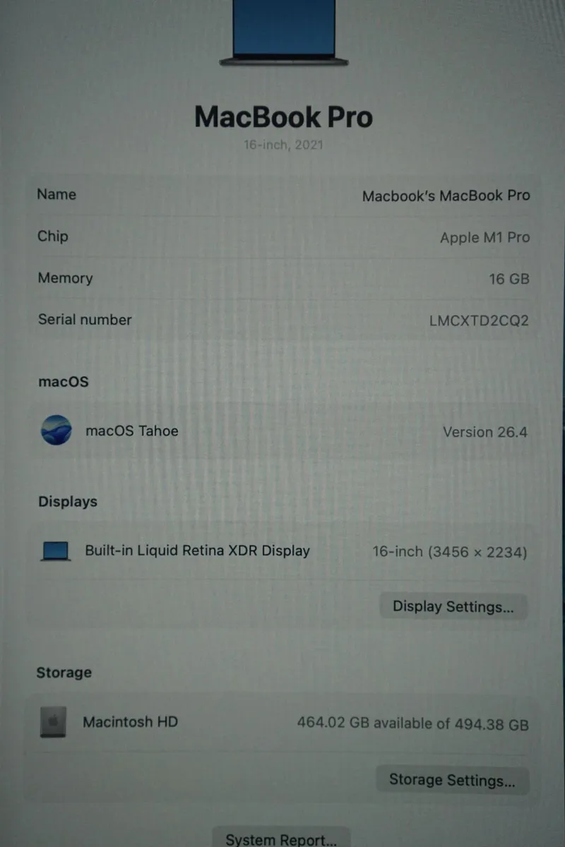 MacBook Pro 16" 2021 M1 Pro | 16GB | 512GB - Image 2