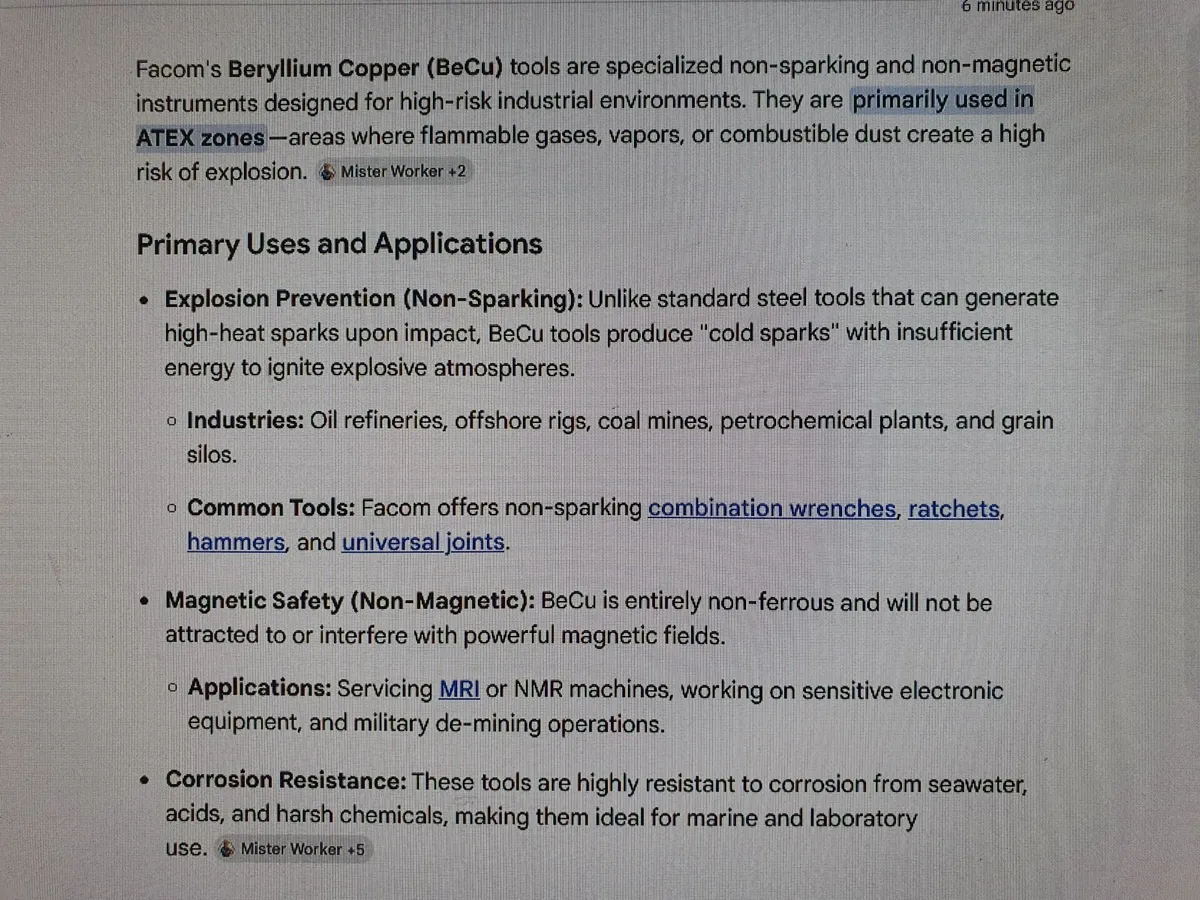 FACOM Beryllium Copper Hand Tools - Image 2