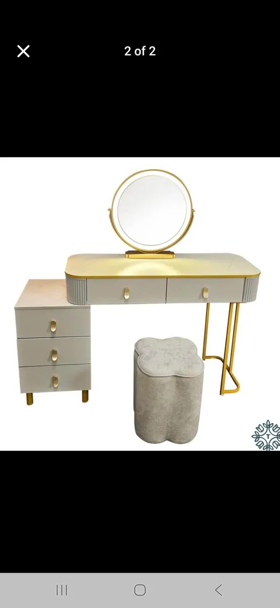 Make up table vanity table with led mirror andseat - Image 2