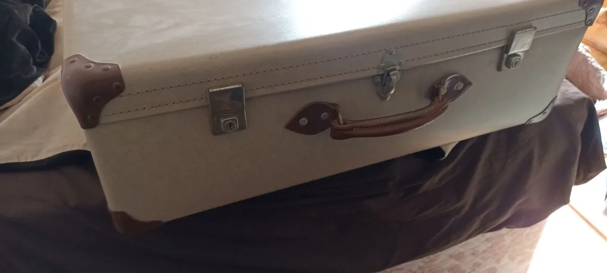 1950s Suitcase with Leather Handle - Image 1