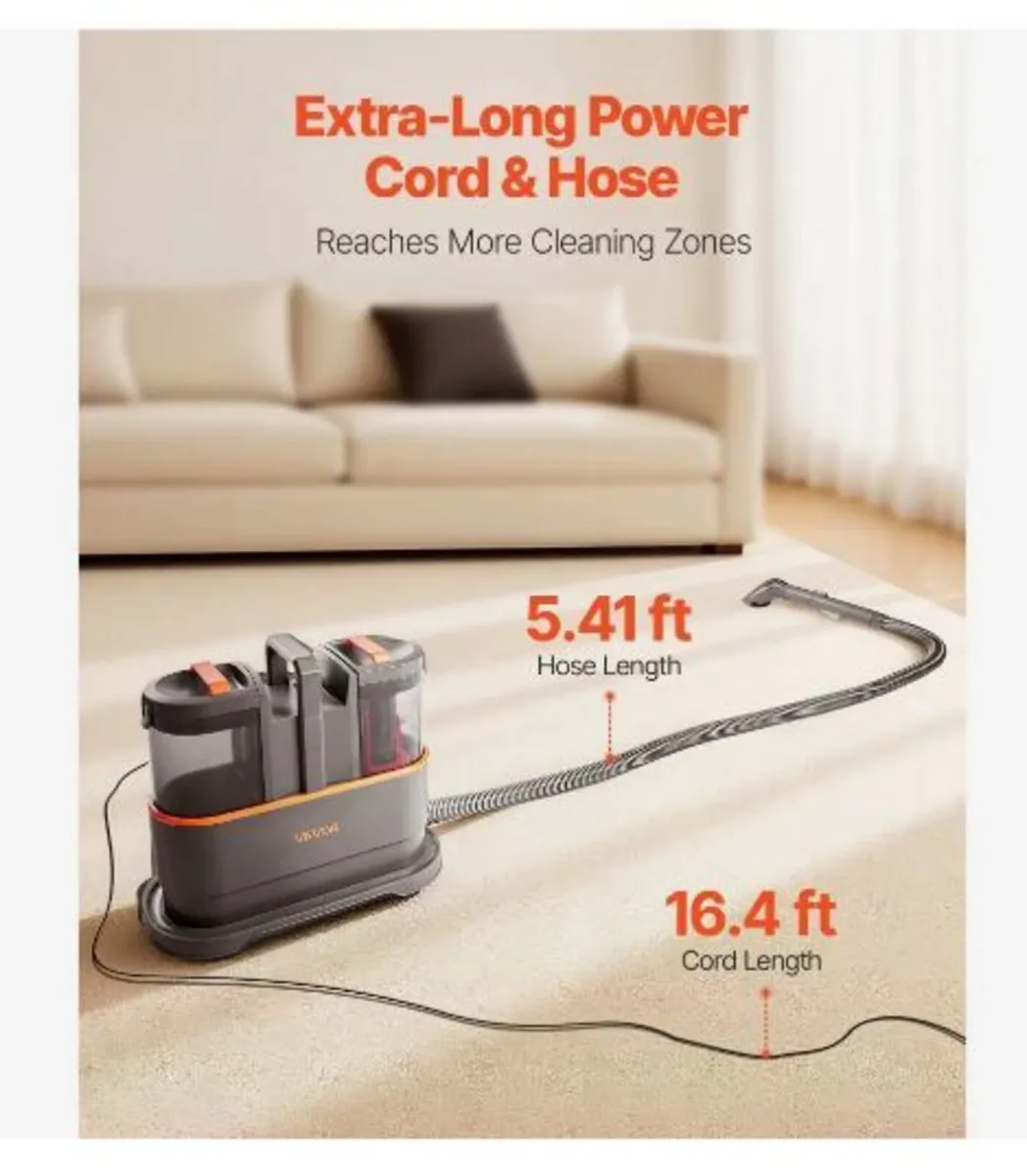 Carpet Cleaner Machine, 1.5 L Clean Water Tank - Image 3