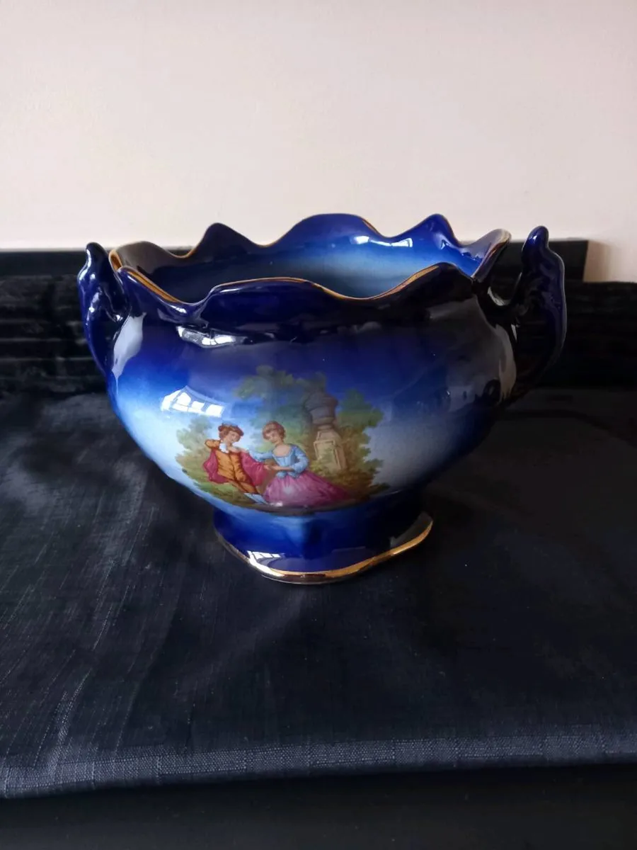 Large Cobalt Blue Ceramic Plant Pot - Image 2