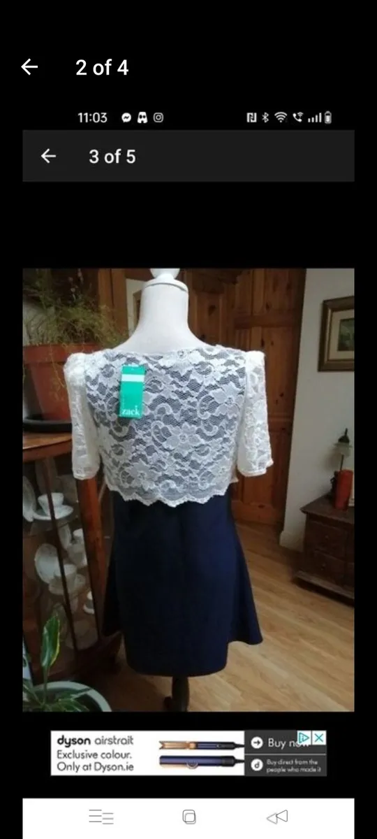 Ladies Zack navy and white lace dress new with tag - Image 2