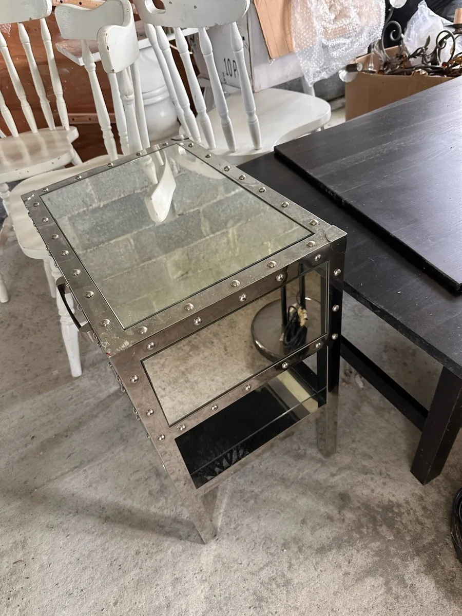 Contemporary Mirror & Metal Side Table - Image 3