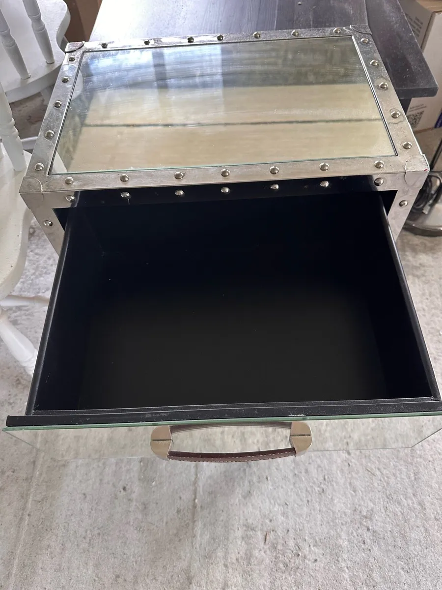 Contemporary Mirror & Metal Side Table - Image 4