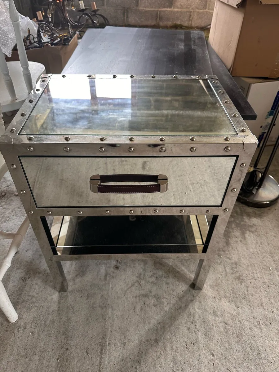 Contemporary Mirror & Metal Side Table - Image 1