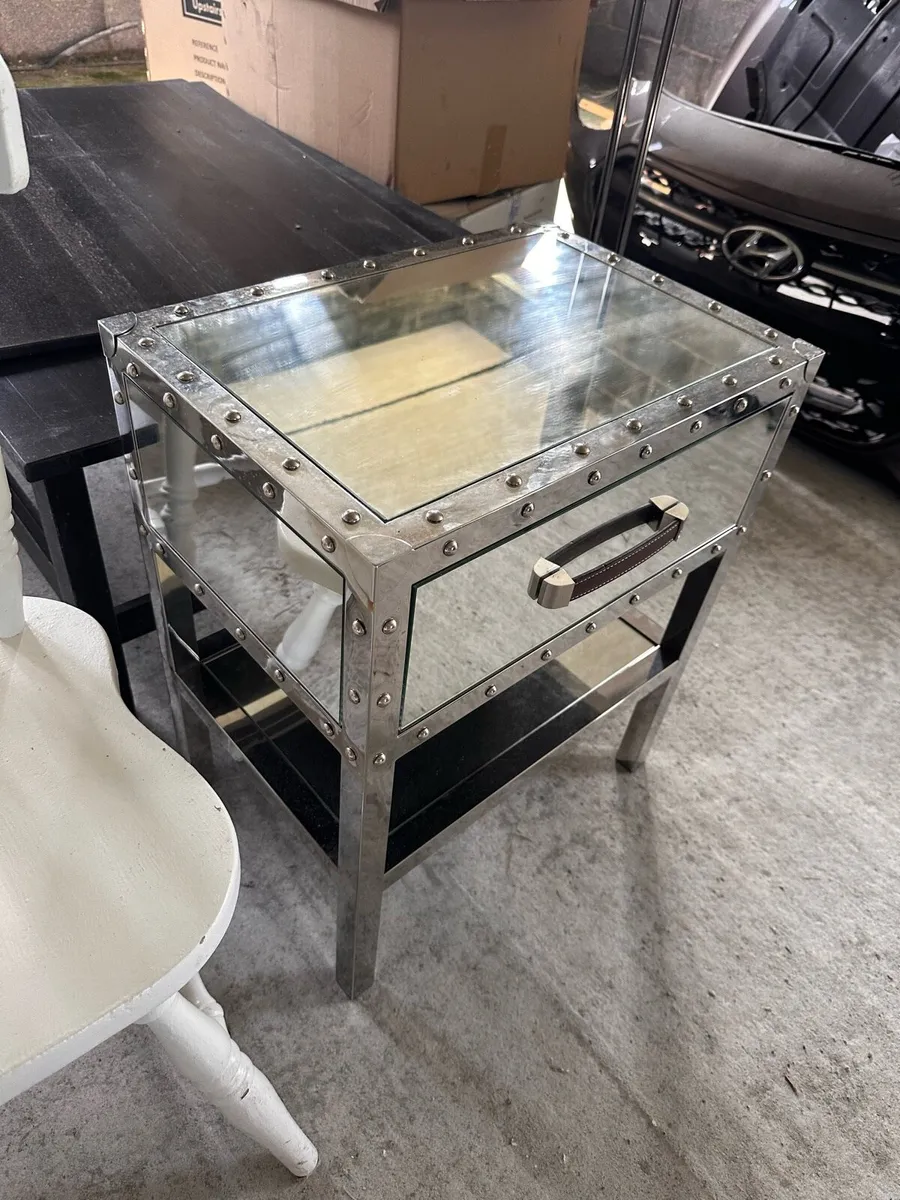 Contemporary Mirror & Metal Side Table - Image 2