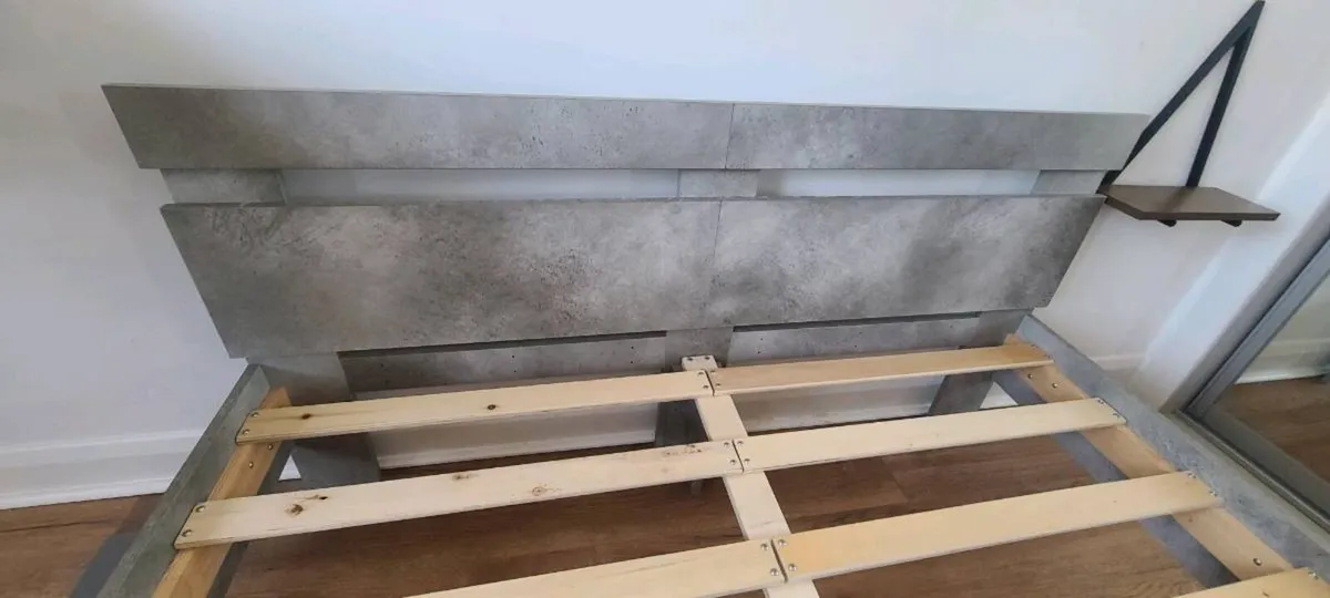 Double Bed frame effect concrete grey - Image 2