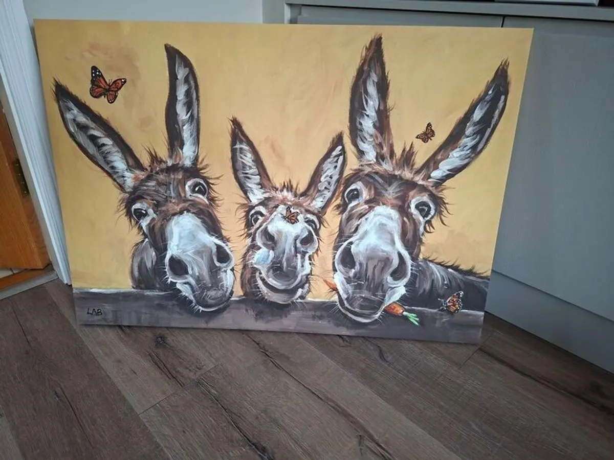 Wall Print , 3 donkeys 1m x 70cm