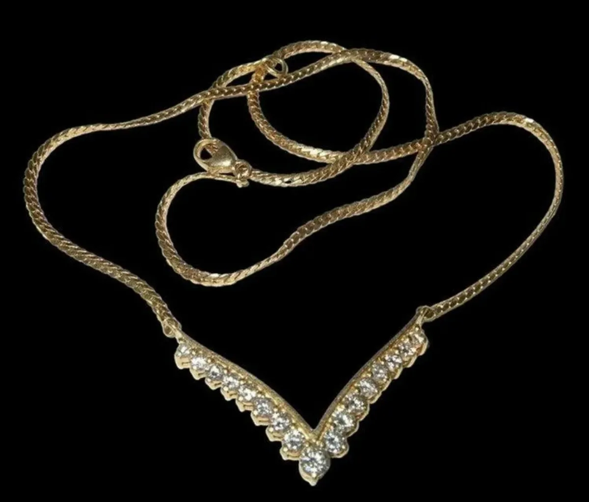 Vintage 18ct Yellow Gold Necklace & Diamonds - Image 2