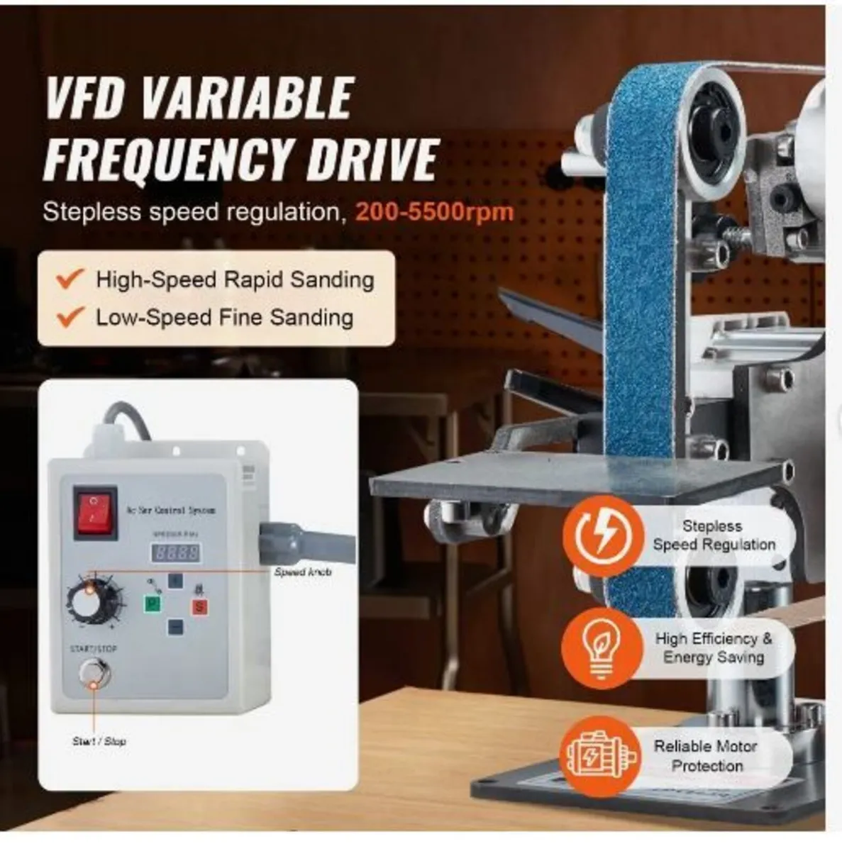 Belt Grinder Sander, 30 x 1-Inch Variable Speed - Image 4