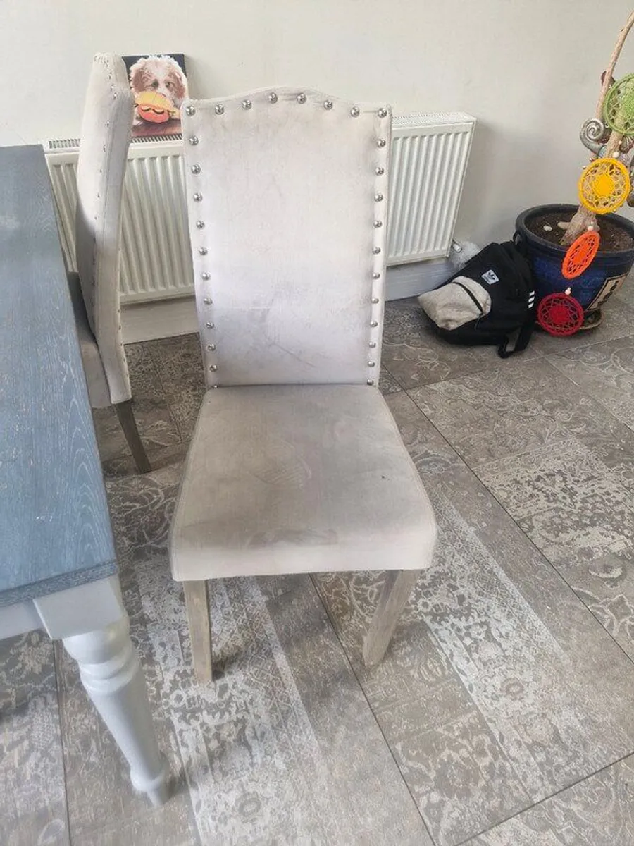 Grey Wooden Dining Table 4 Chairs  Solid & Stylish - Image 4