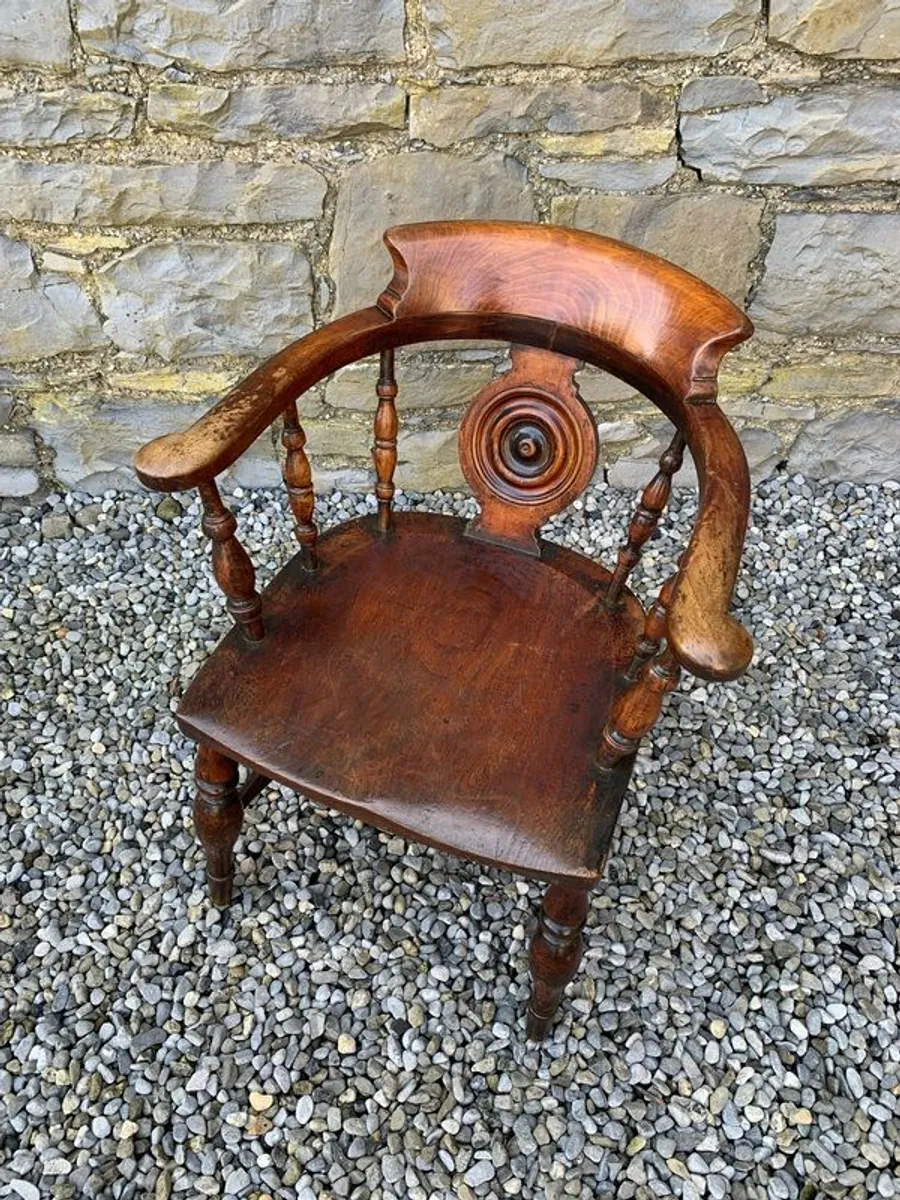 Victorian Elm & Beech Windsor Armchair. - Image 2