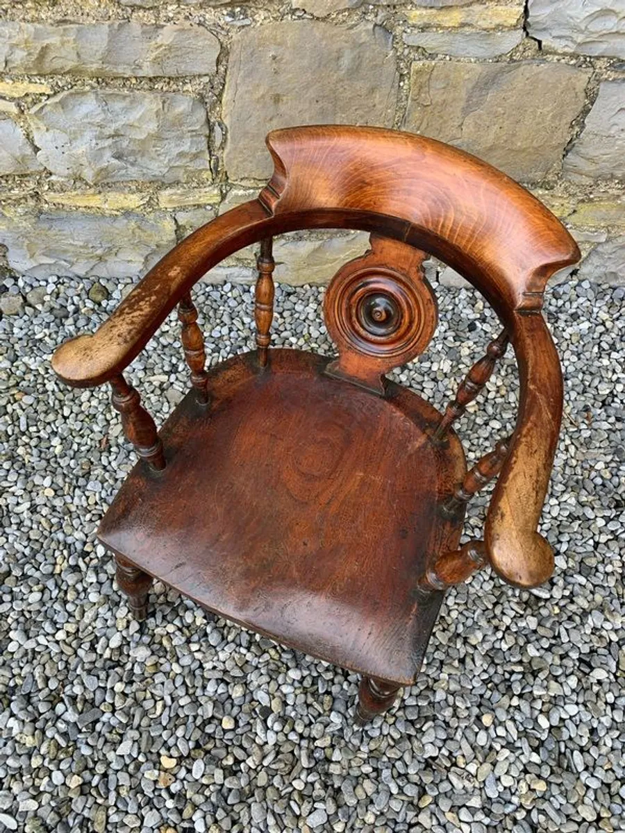 Victorian Elm & Beech Windsor Armchair. - Image 4