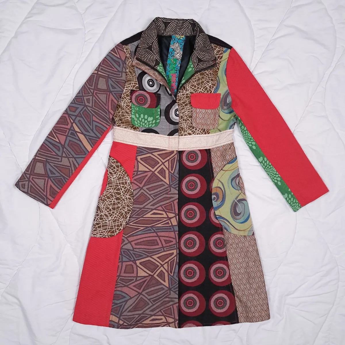 Desigual Multicolor Patchwork Coat 8UK/36EU - Image 1