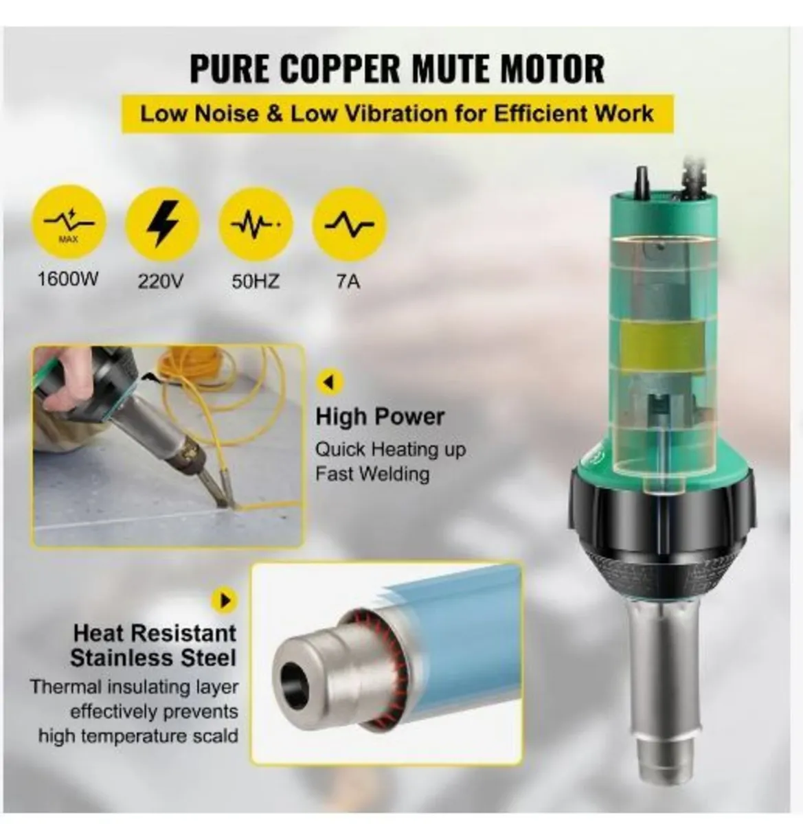 Roofing Welder, 8 Pcs PVC Welding Gun, 1600W - Image 3