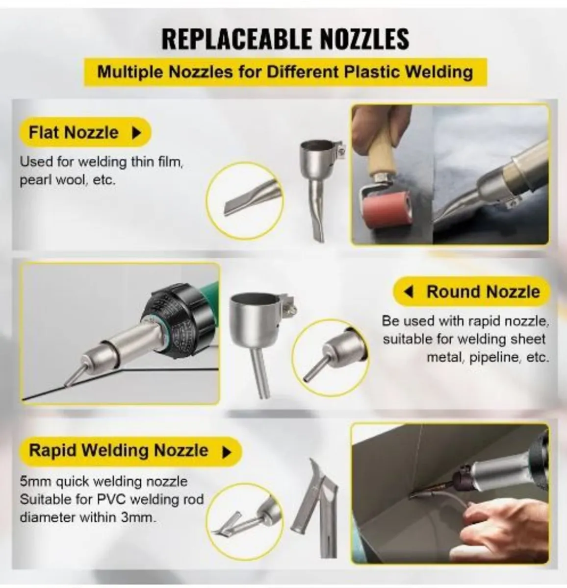 Roofing Welder, 8 Pcs PVC Welding Gun, 1600W - Image 4