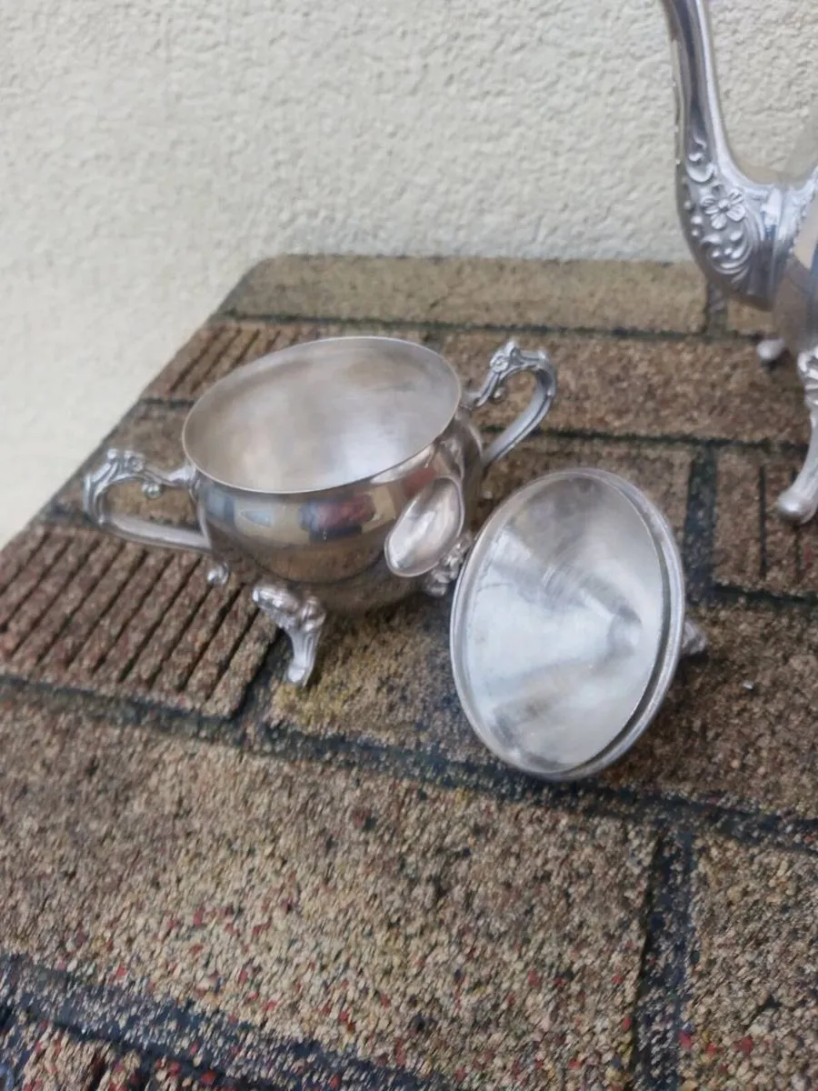Vintage Indonesian silver plate tea set - Image 3