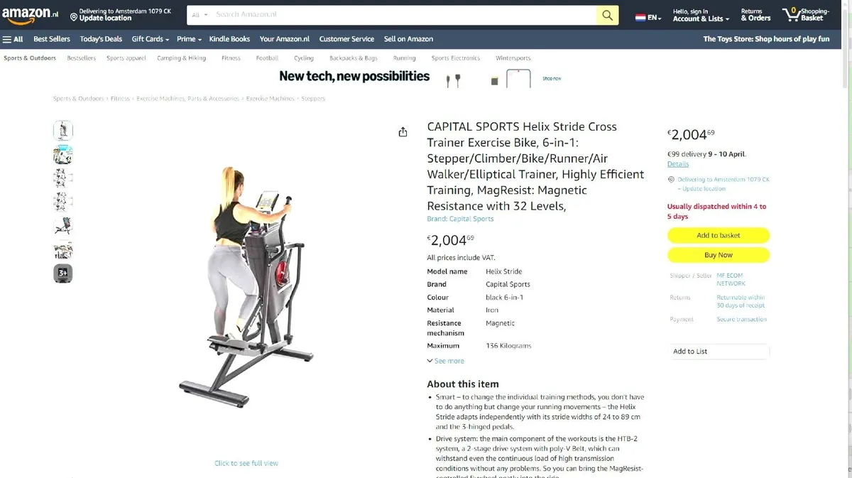 Capital Sports Helix Cross Trainer + Exercise Bike - Image 2