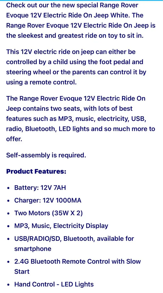 Kids Electric Range Rover - Image 2