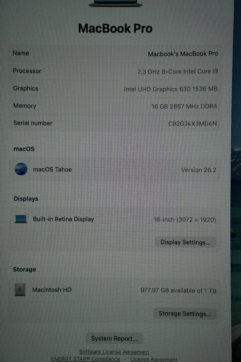 MacBook Pro 16" 2019 | i9 2.3GHz | 16GB | 512GB - Image 2