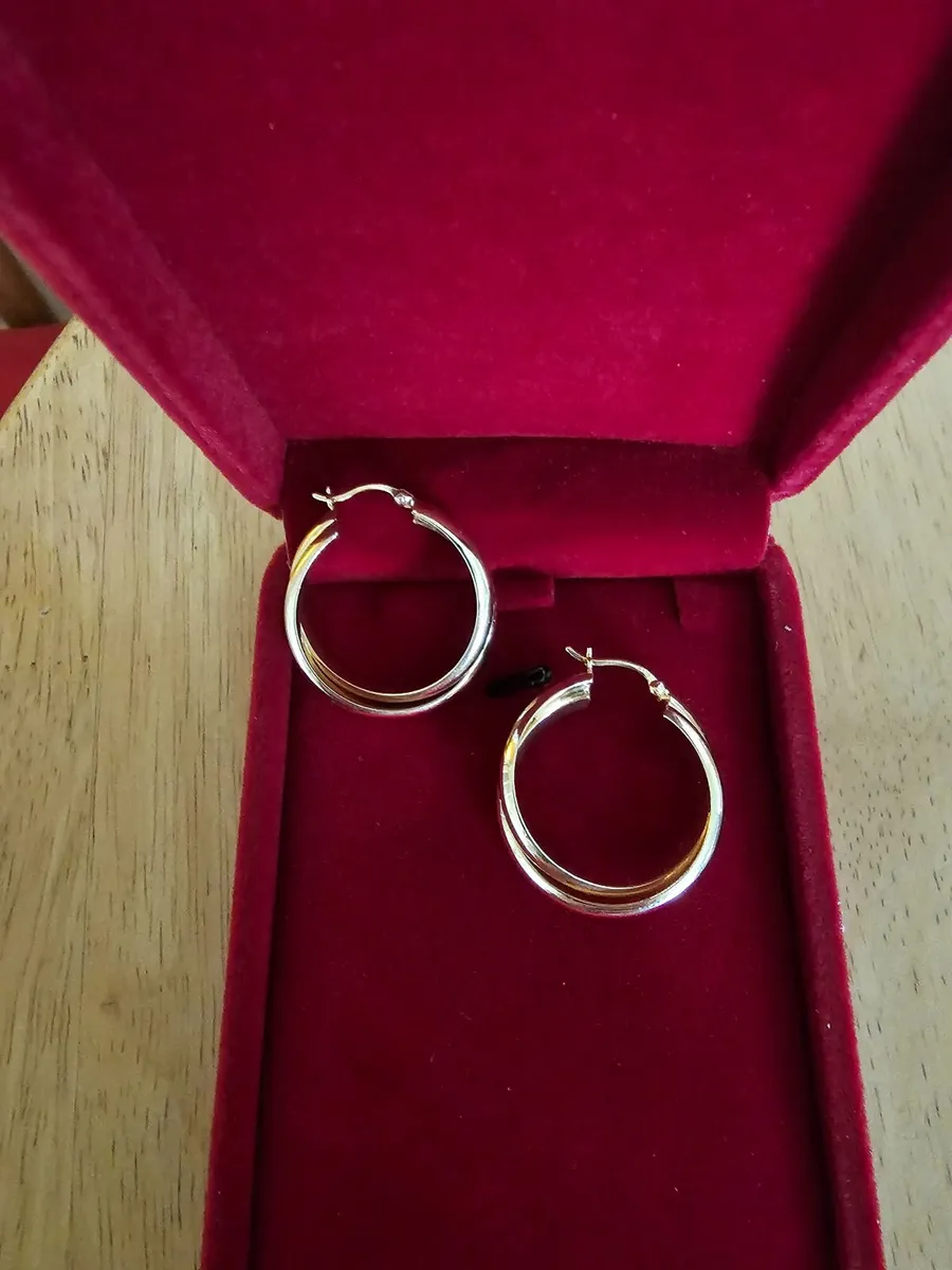 14ct Solid Gold Large Hoop Earrings / 5.8 gms /NEW - Image 3