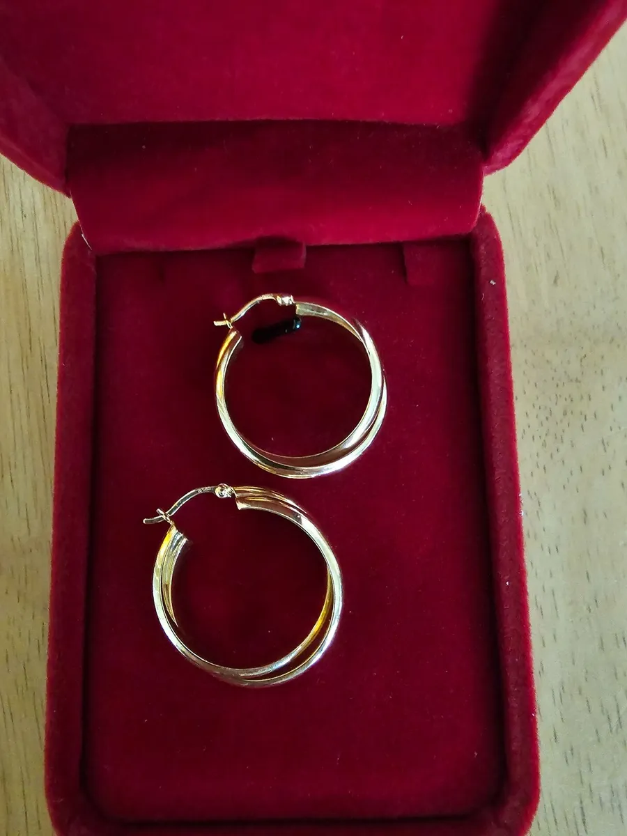 14ct Solid Gold Large Hoop Earrings / 5.8 gms /NEW - Image 1