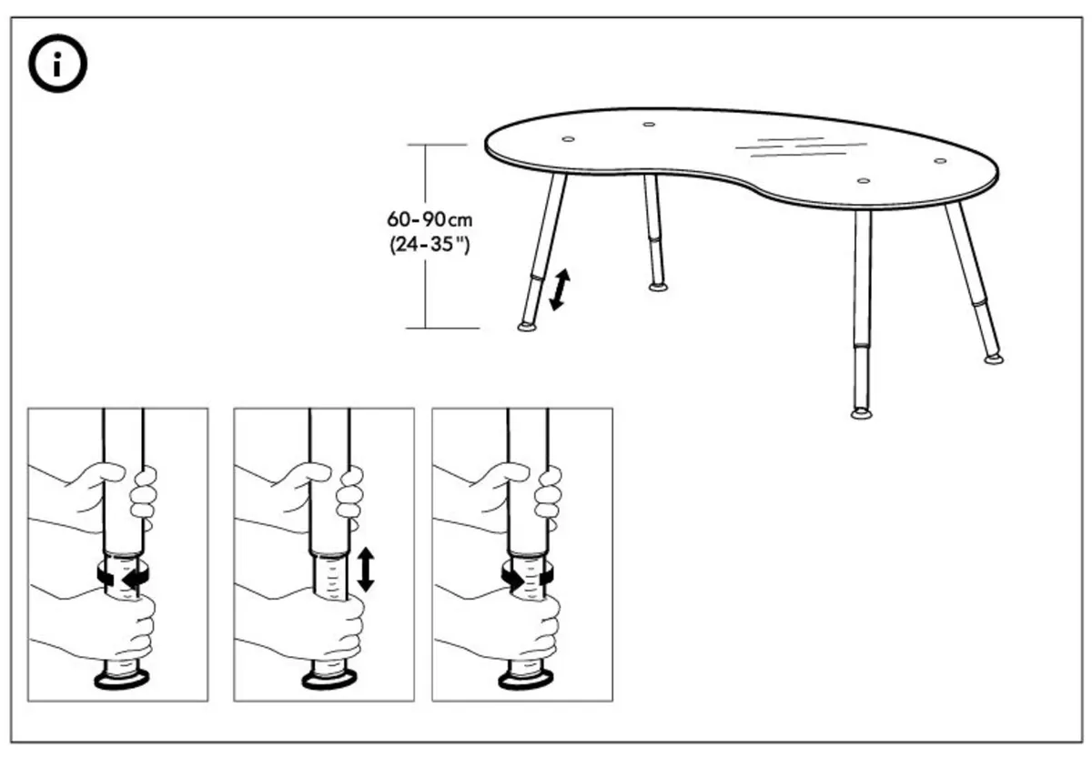 IKEA Kidney-Shaped White Glass Desk (Adjustable) - Image 4