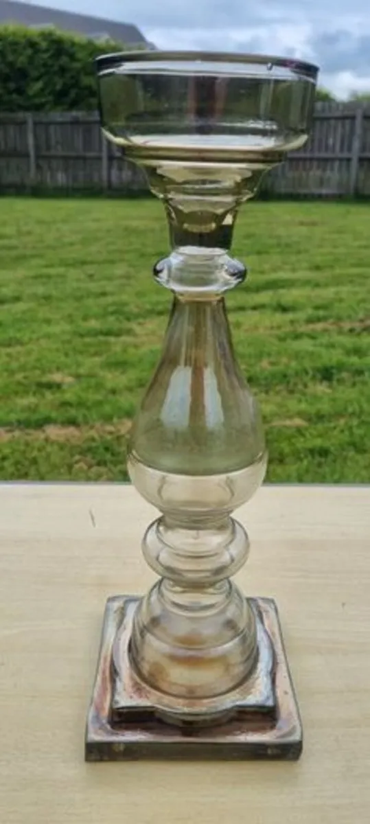 Vintage Large Glass Candlestick - Image 1