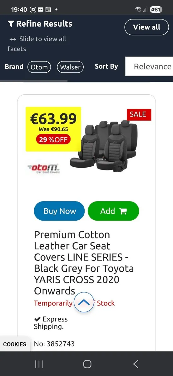 Toyota Yaris car seat covers and rubber mats - Image 4