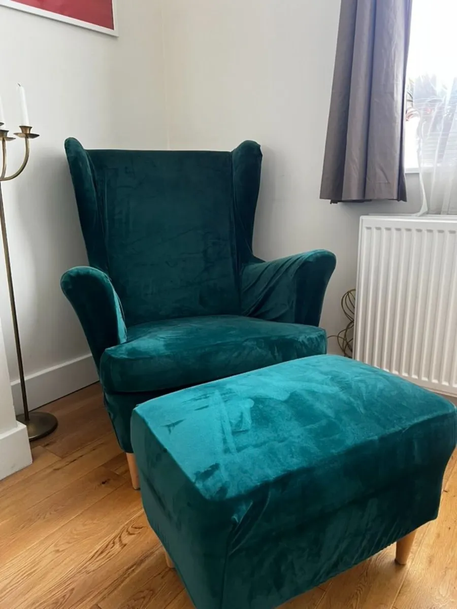 Armchair with  footstool and cover - Image 2