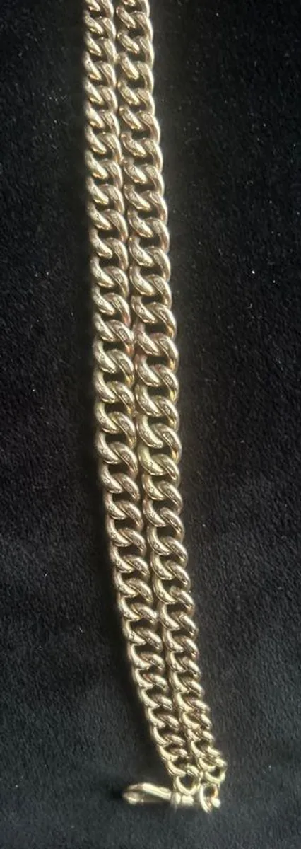 Vintage 9ct Rose gold double Albert flat curb link bracelet 55.5 grams - Image 3