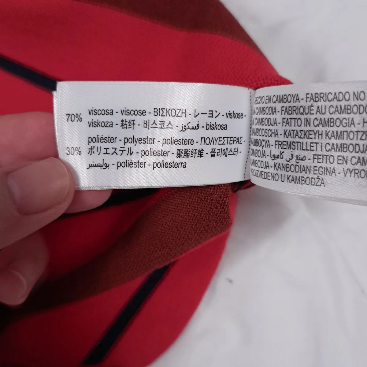 Zara Red Navy Striped Long Sleeve Polo Top Size XS - Image 2