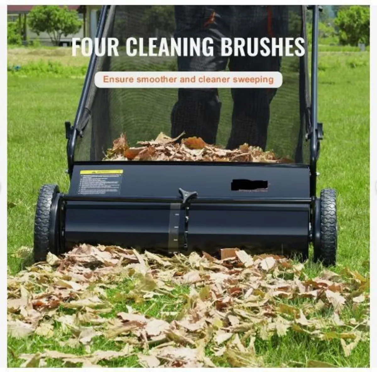Push Lawn Sweeper, 26-inch Leaf & Grass Collector - Image 2