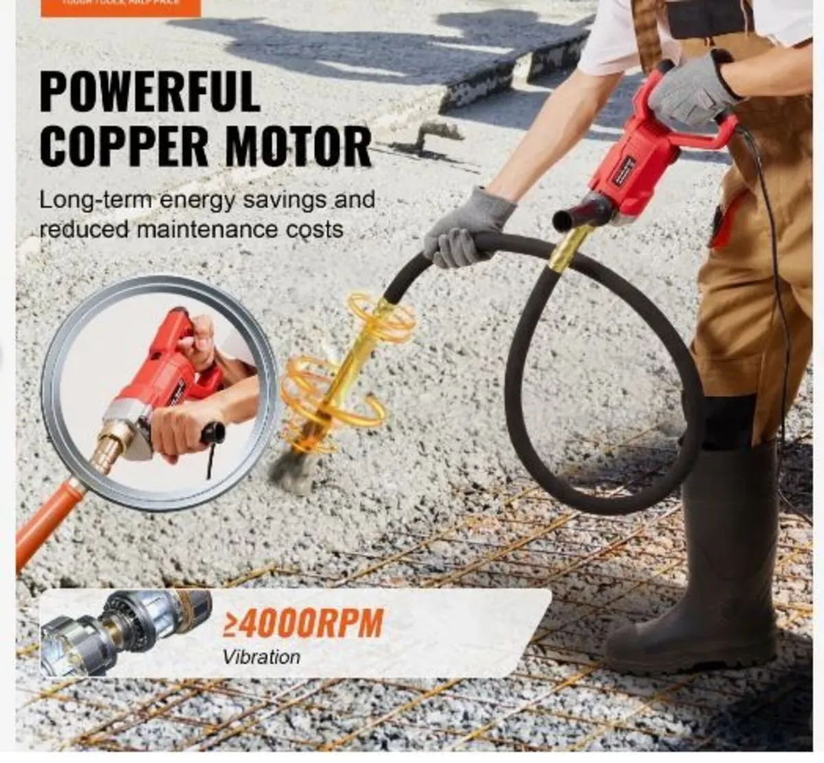 Handheld Concrete Vibrator, 960W - Image 2