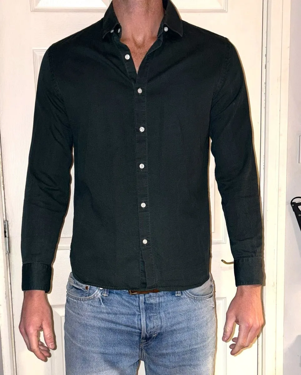 Slim Fit green cotton Shirt - Image 1