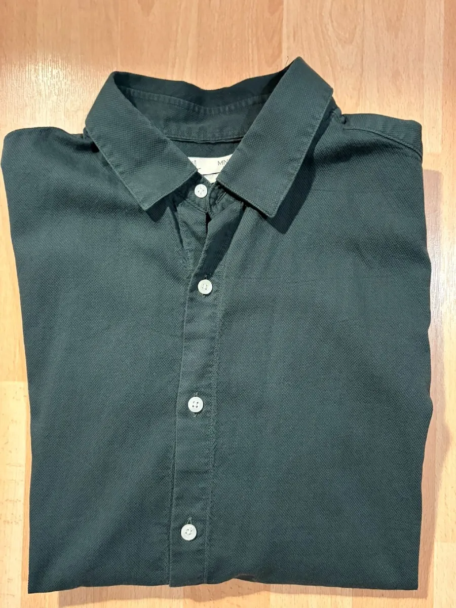 Slim Fit green cotton Shirt - Image 2